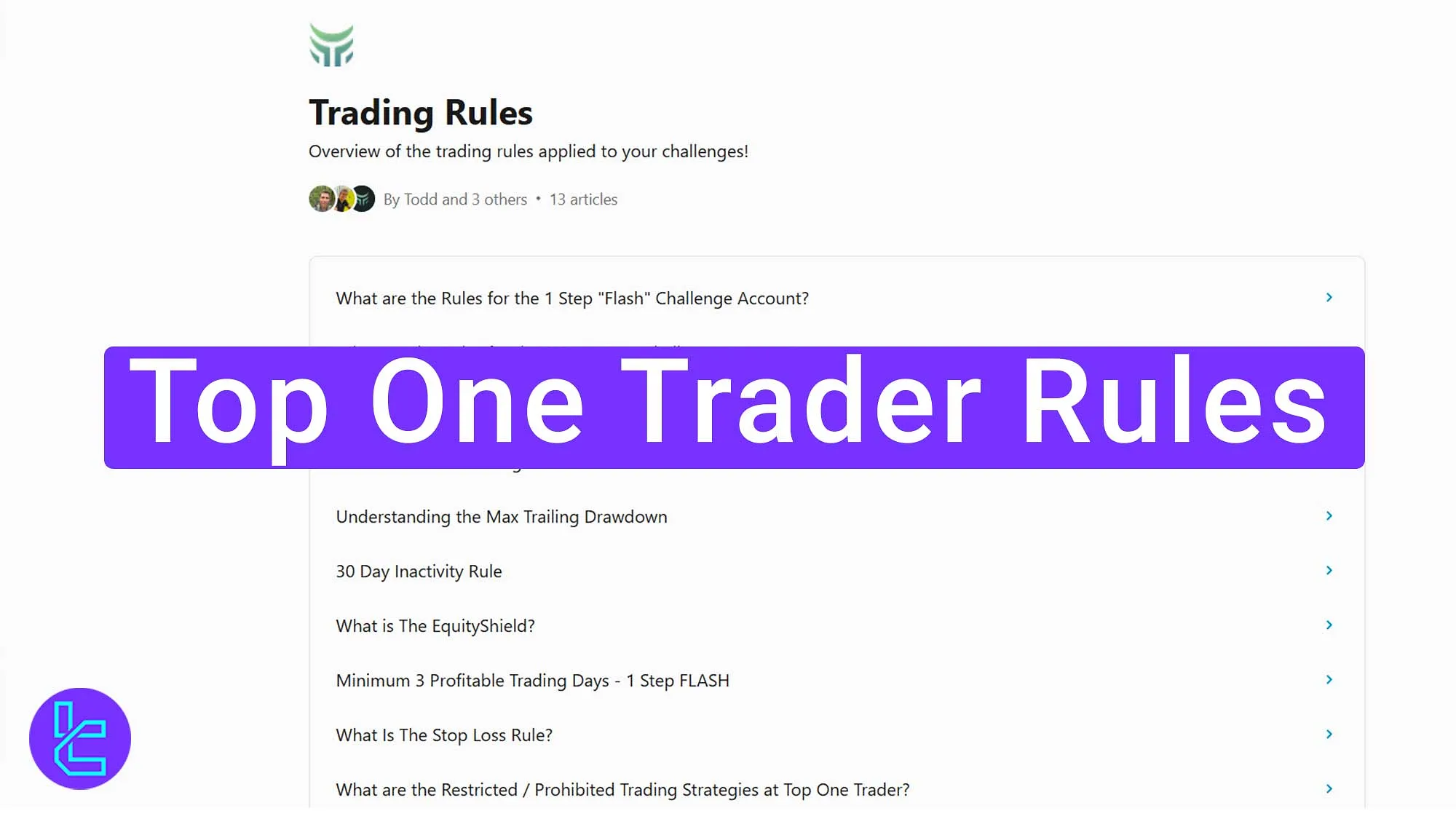 Top One Trader Rules