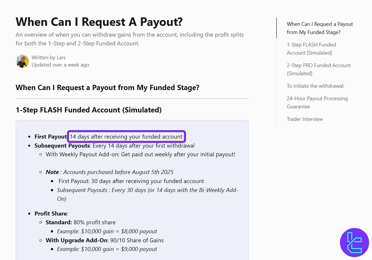 Top One Trader Payout Rules
