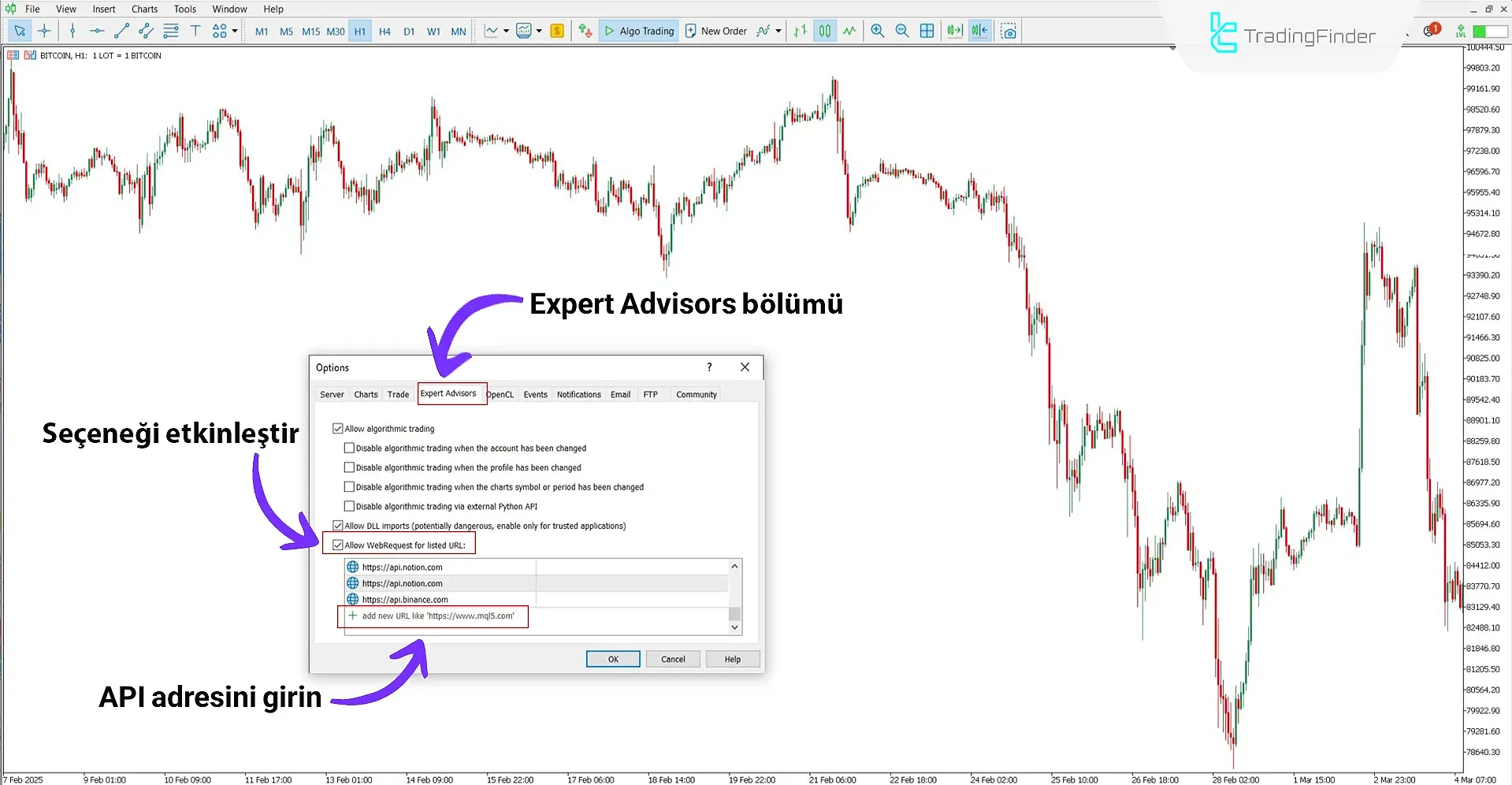 Binance’in MetaTrader 5’e bağlantısı