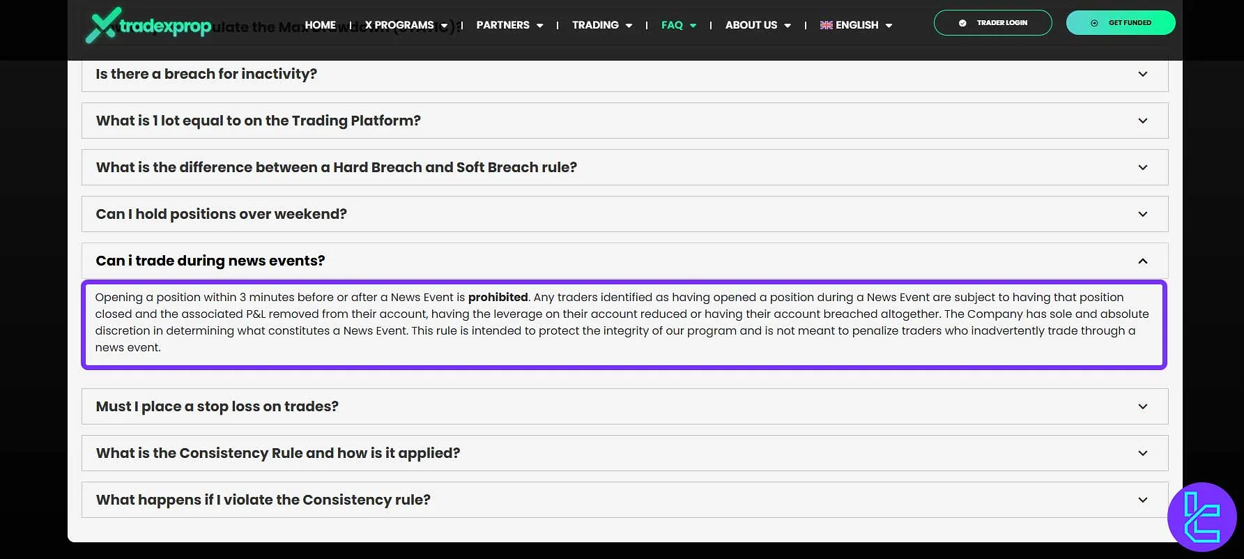 TradeXProp News Rules
