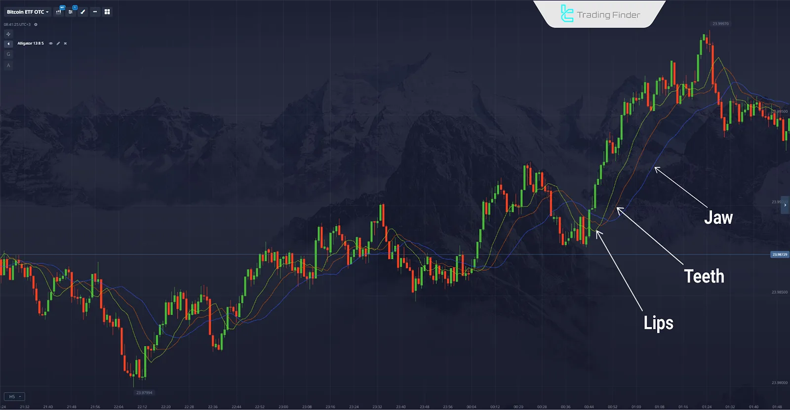 View of the Alligator Indicator in Binary Options