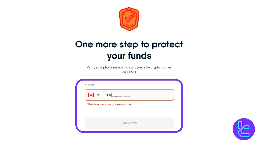EXMO account setup phone verification