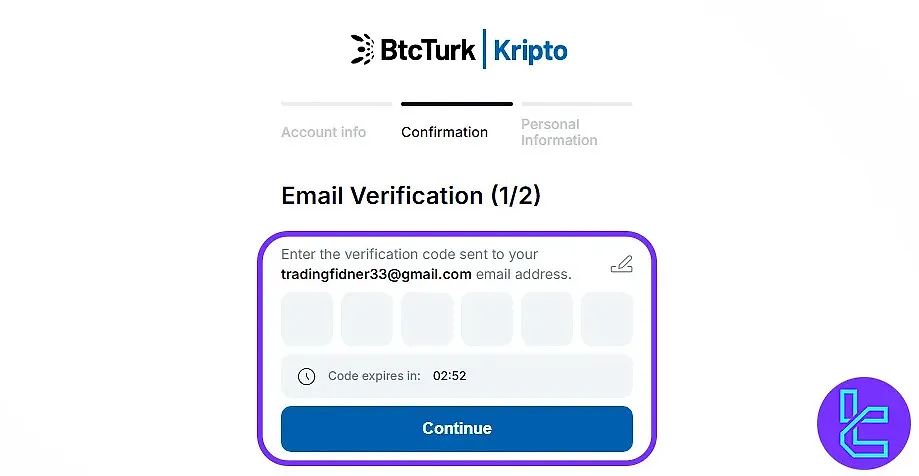 BtcTurk email verification