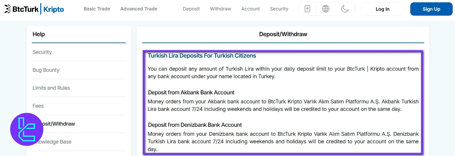 BtcTurk payment methods