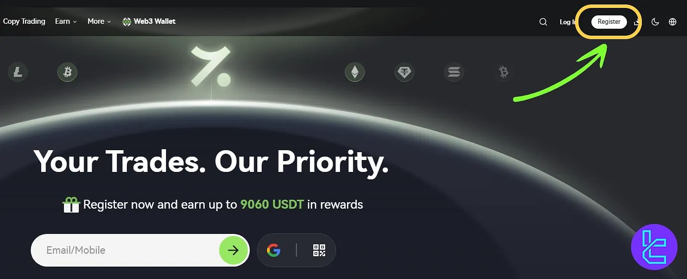 Hotcoin signup homepage