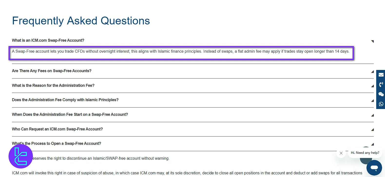 ICM.com swap free accounts