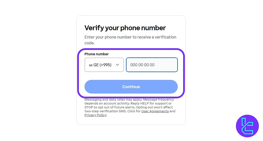 Phone number verification for Coinbase account setup