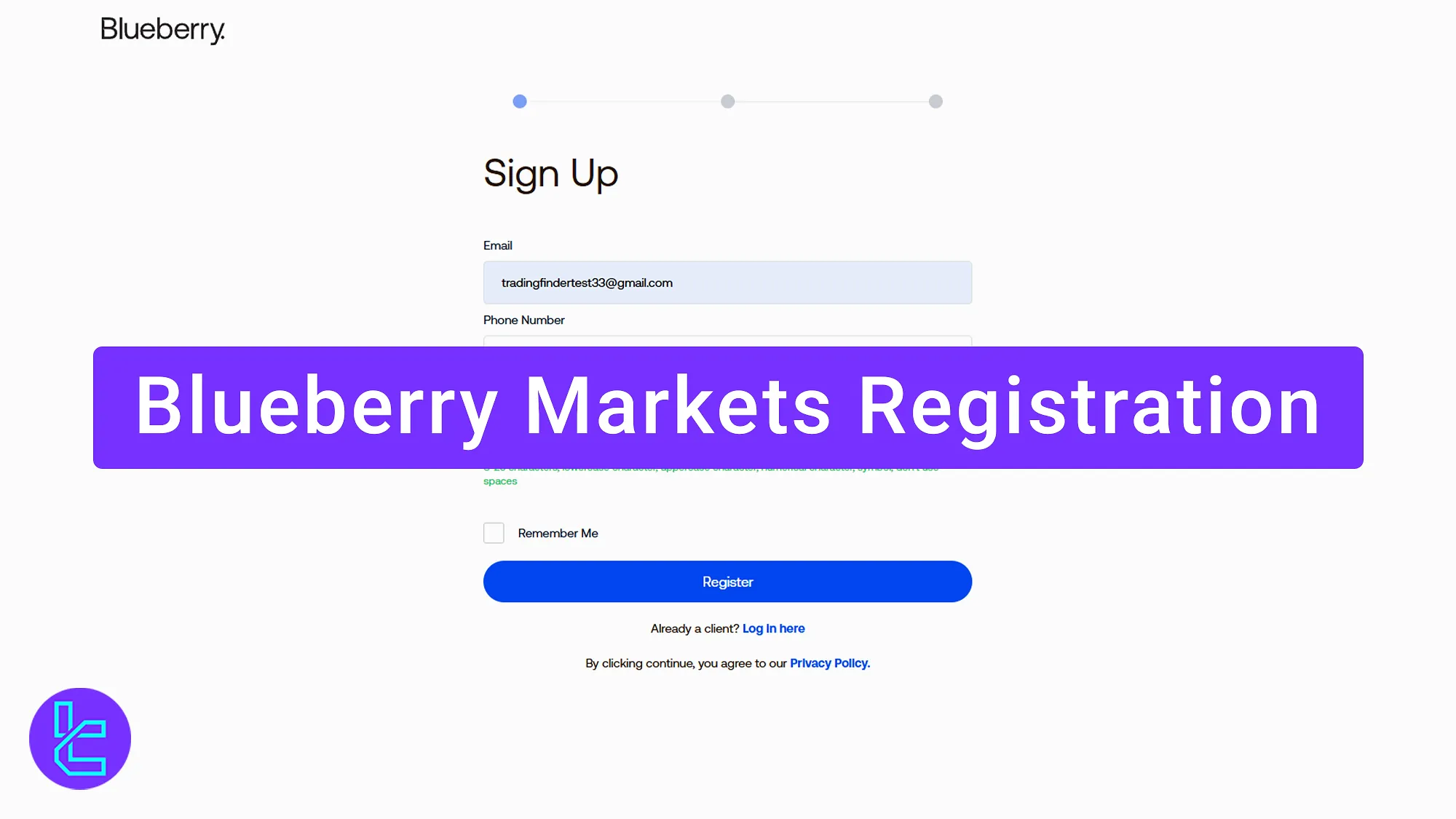 Blueberry Markets registration guide