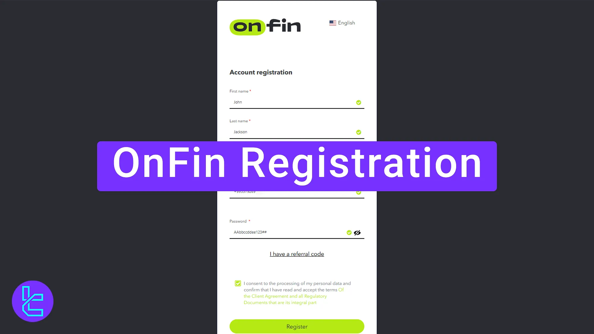 OnFin sign-up guide