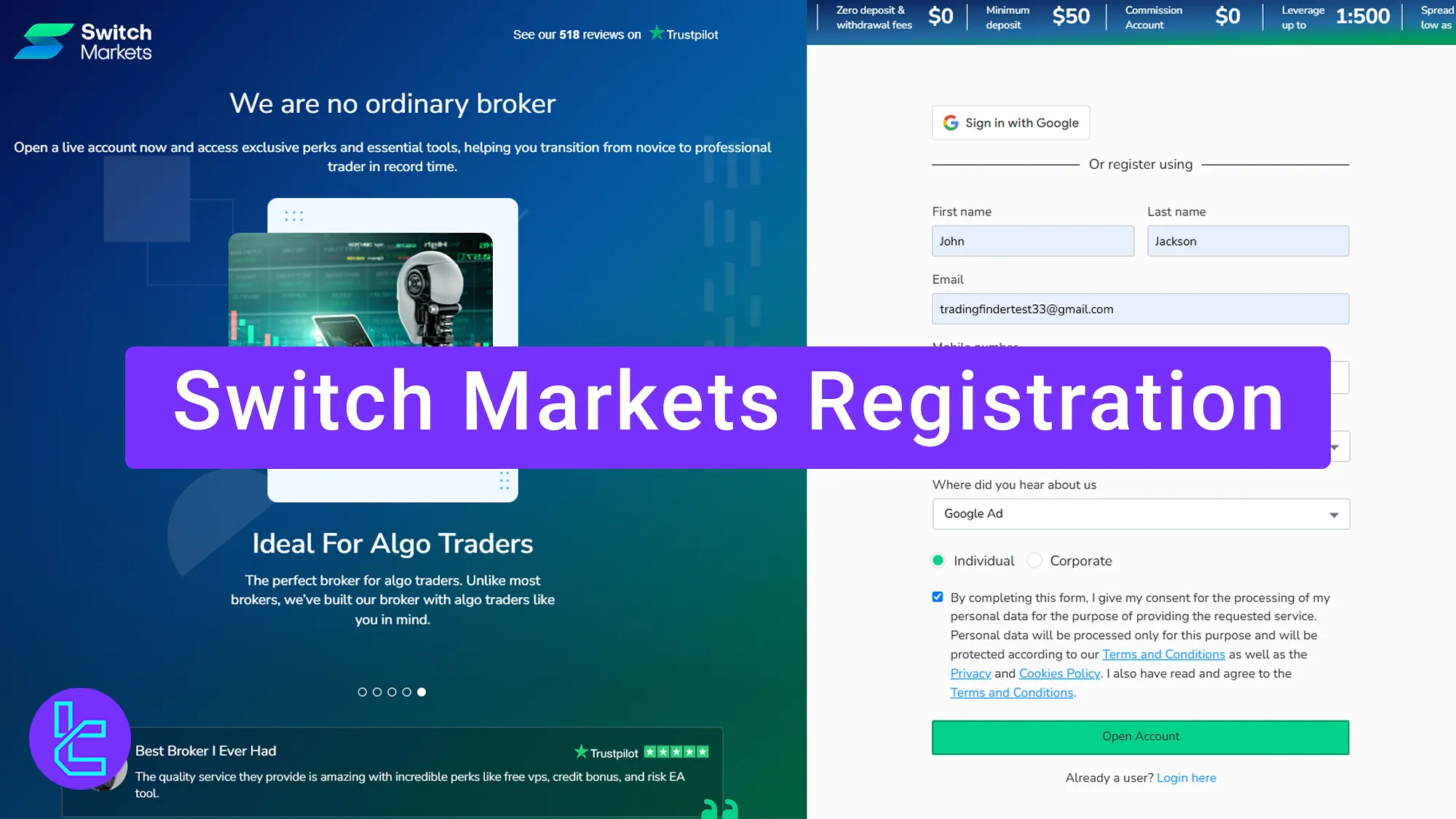 Switch Markets Registration
