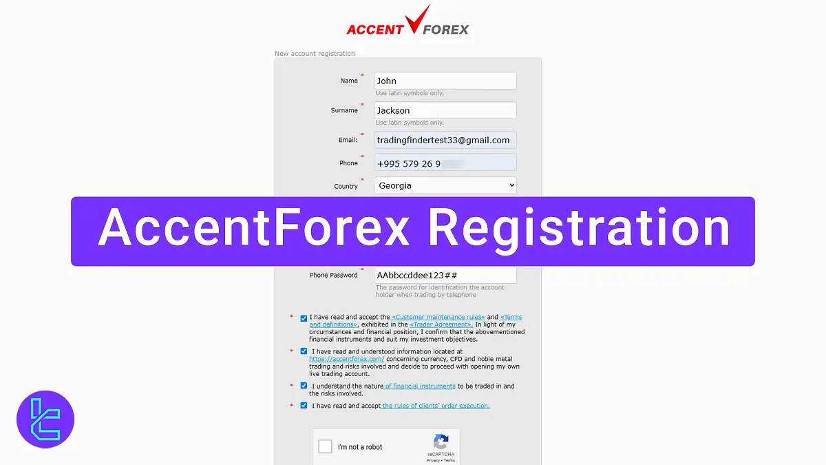 AccentForex Registration - Address, Phone Number, Country [2 Steps] 2025