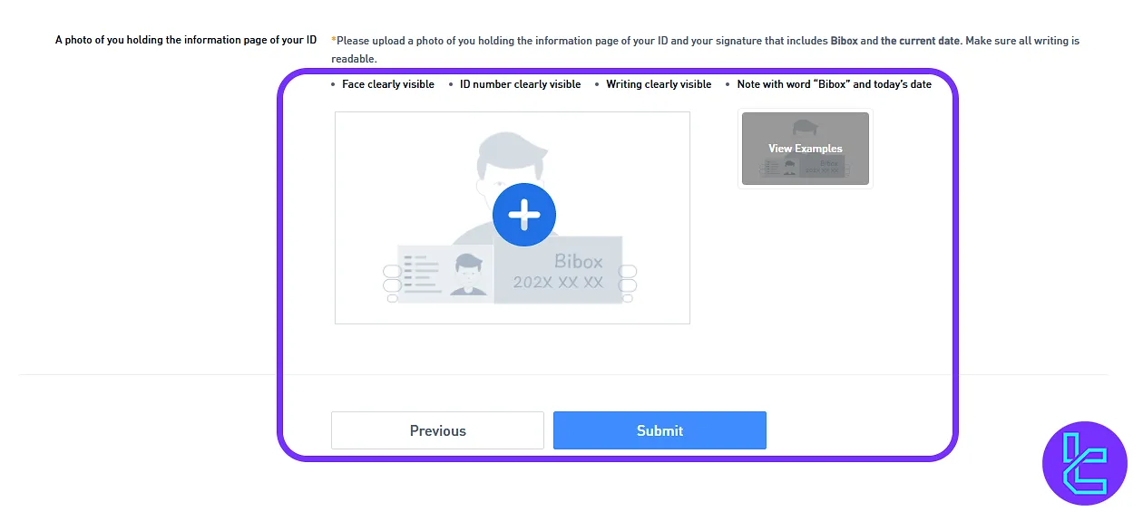 Bibox authentication Selfie