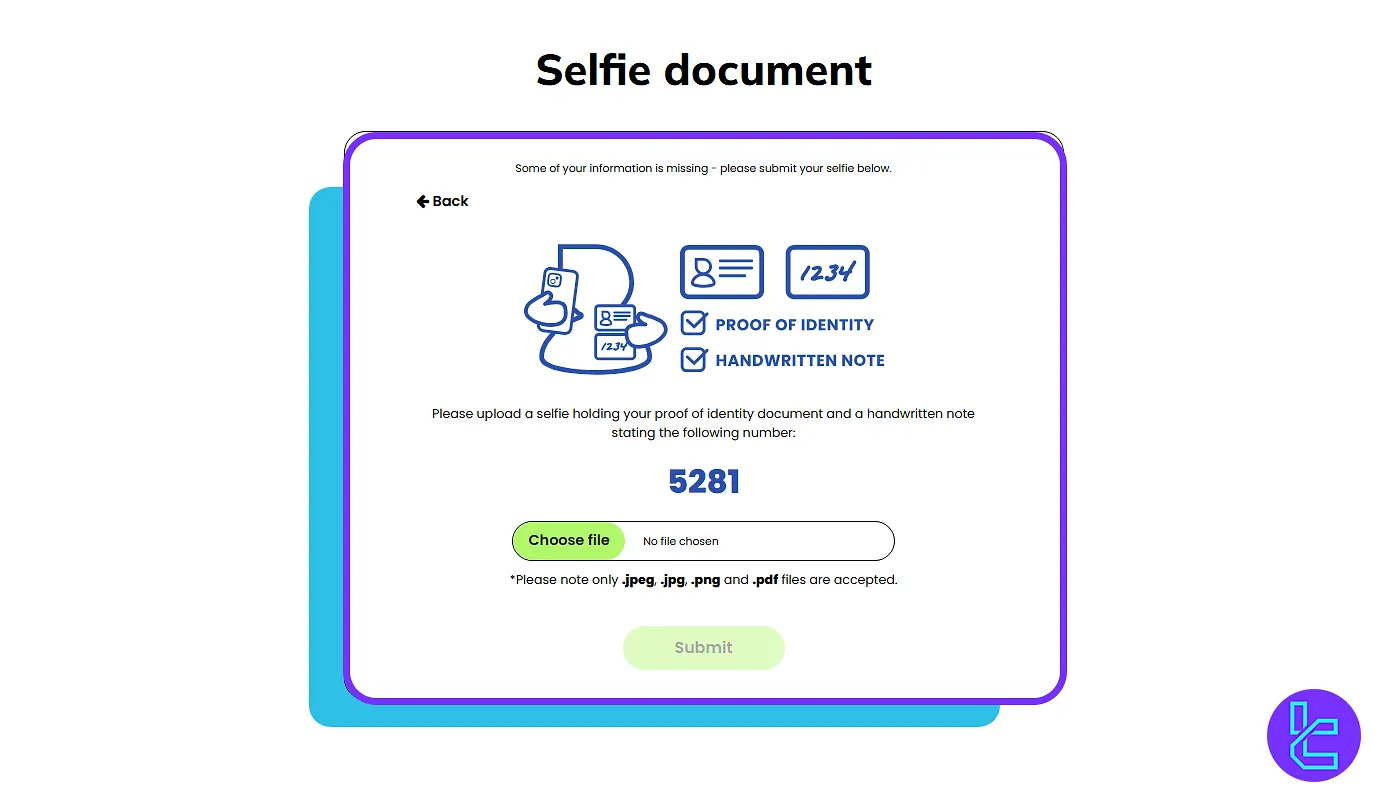 CoinCorner KYC selfie upload