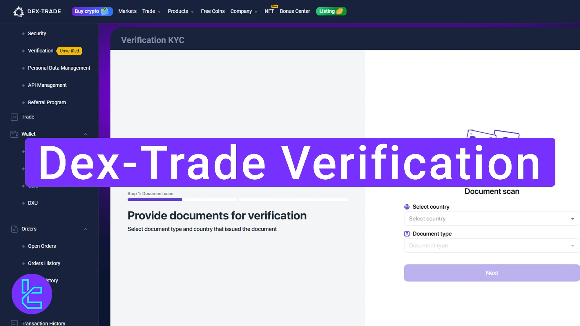Step-by-step Dex-Trade KYC process