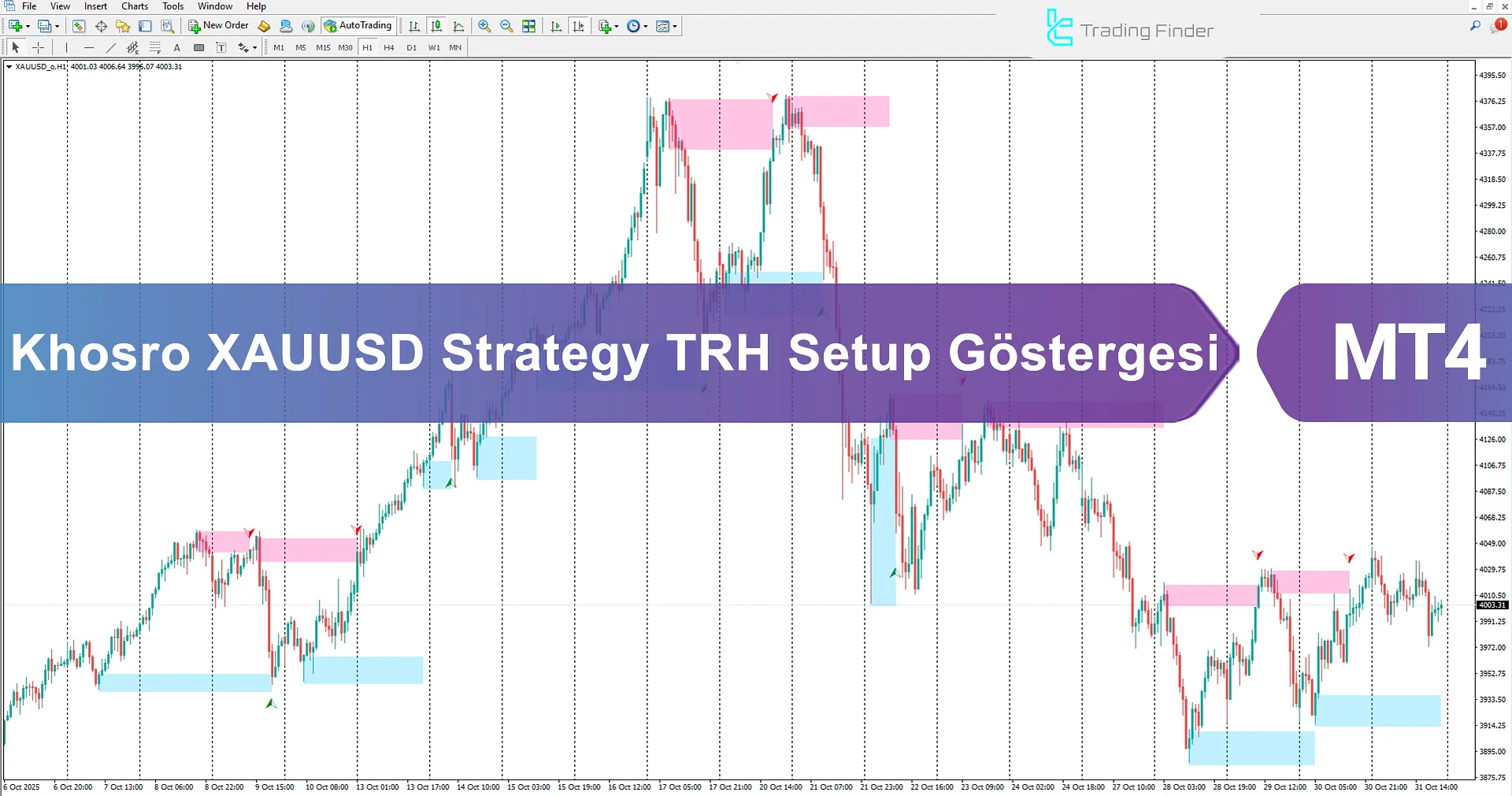 Khosro XAUUSD Stratejisi TRH Kurulum Göstergesi MT4 için İndirme - [TradingFinder]