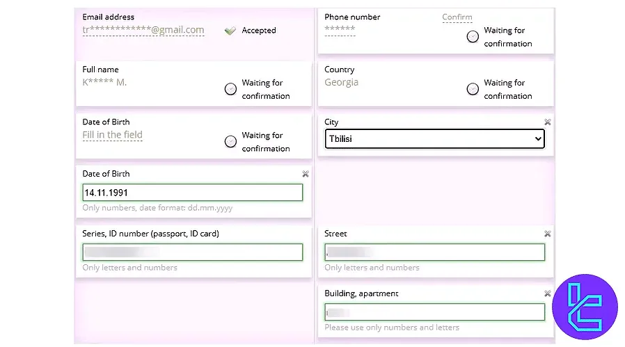 FreshForex personal data form