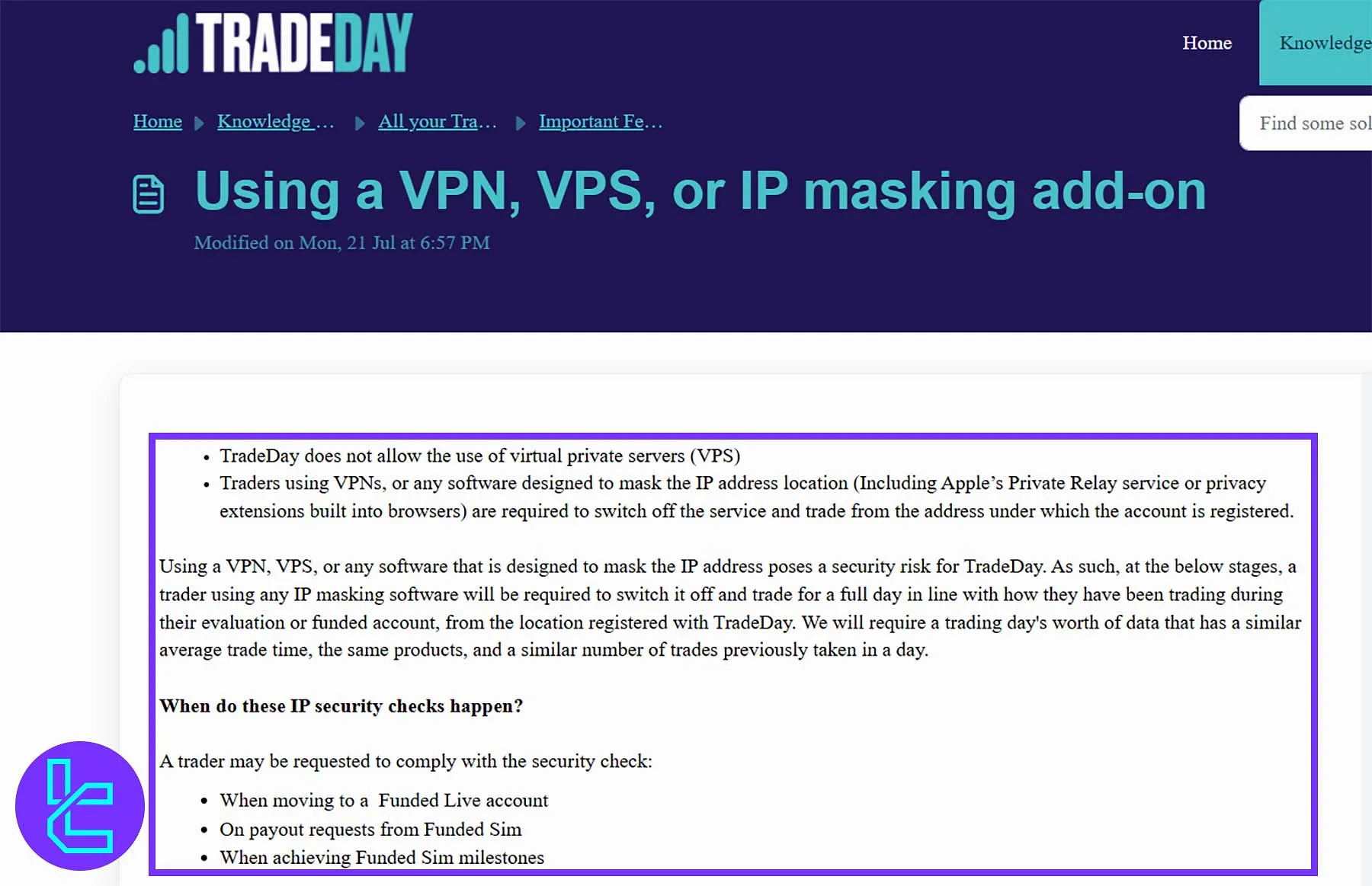 TradeDay Policy on VPN/VPS Usage