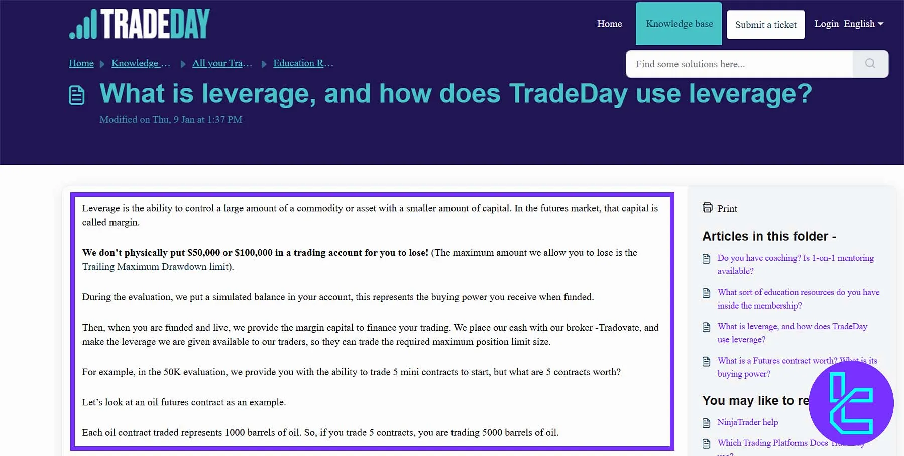 TradeDay Leverage and Contract Value Examples