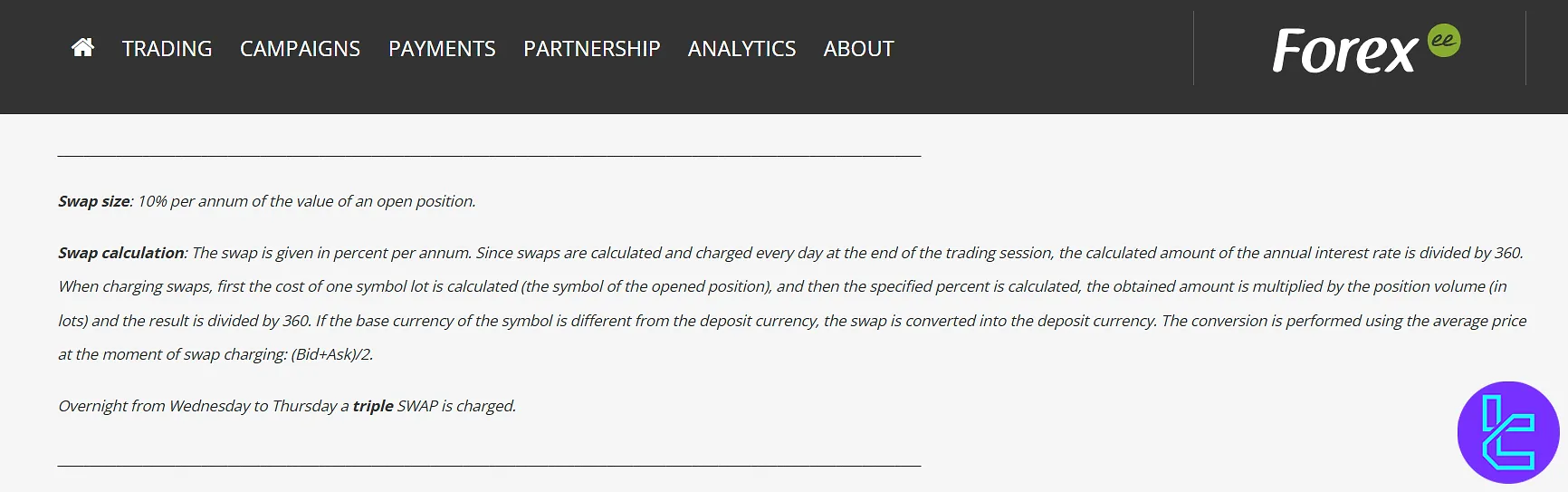 Forex.ee Swap Details