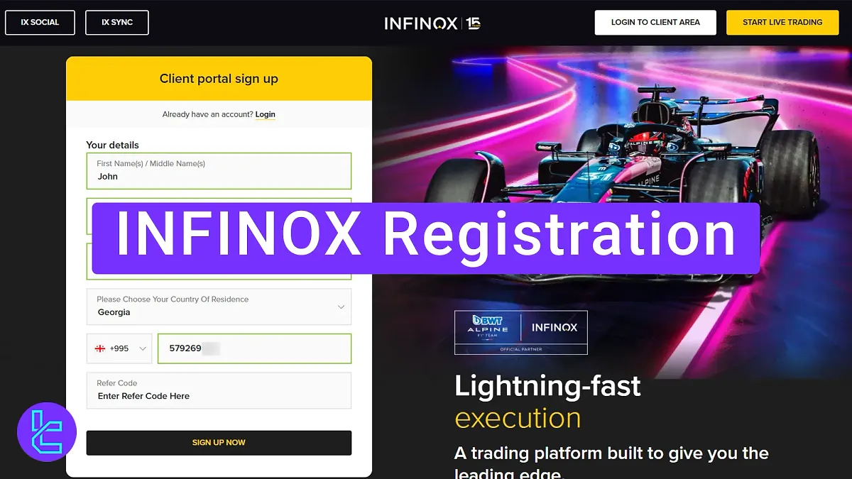 INFINOX Registration - Phone, Postcode, and Account type [6 Steps] 2025