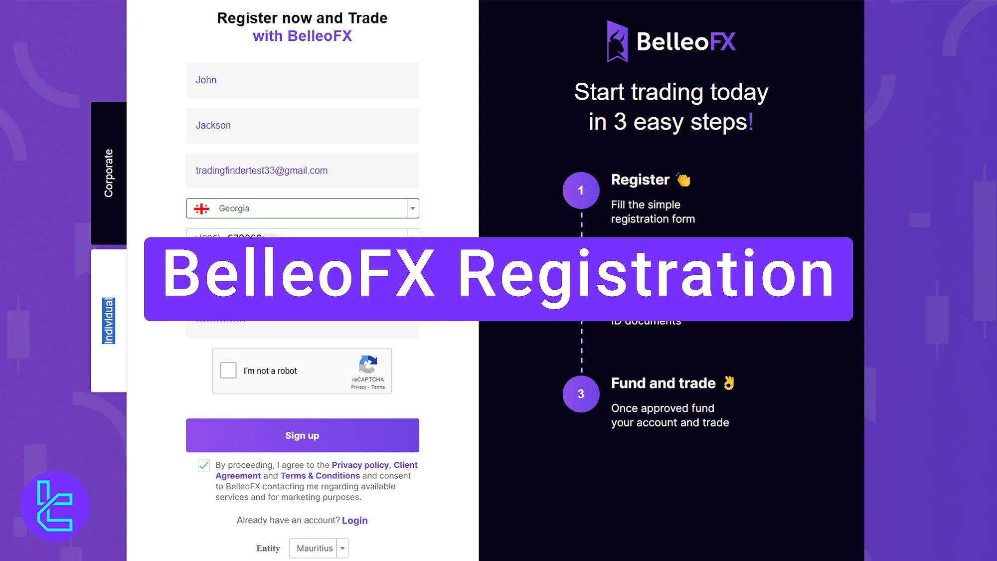 BelleoFX Registration [Mauritius Entity] - Email & Phone [2 Steps] 2025
