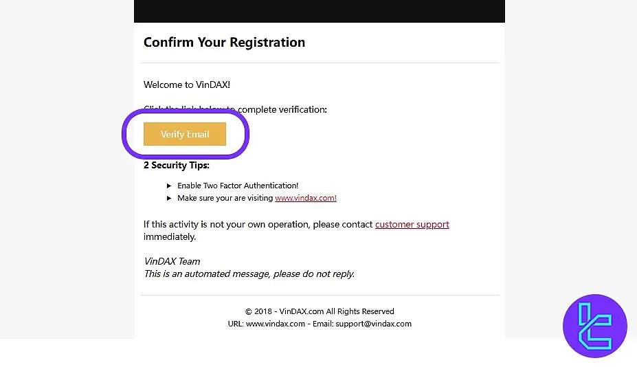 VinDAX Email Verification