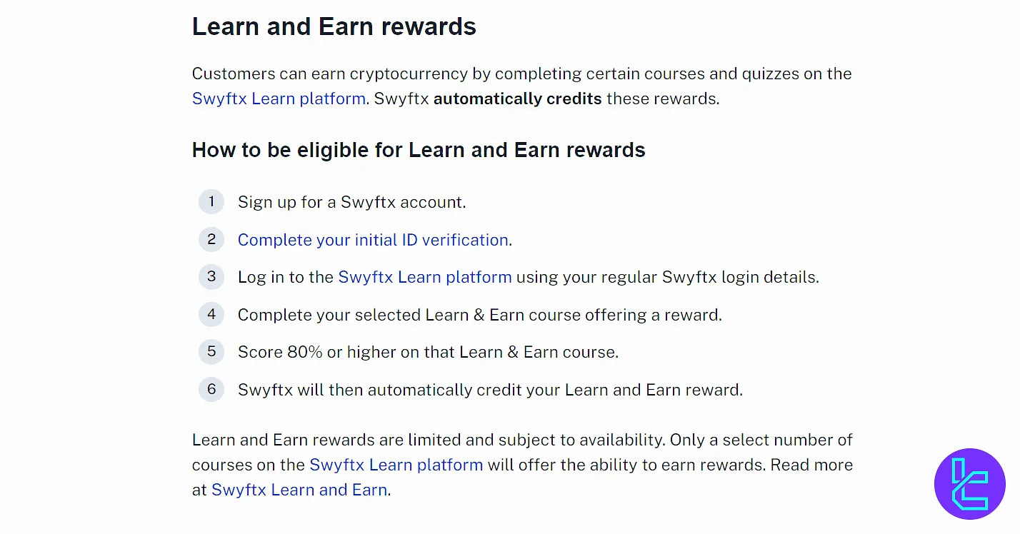 Swyftx Learn and Earn bonus
