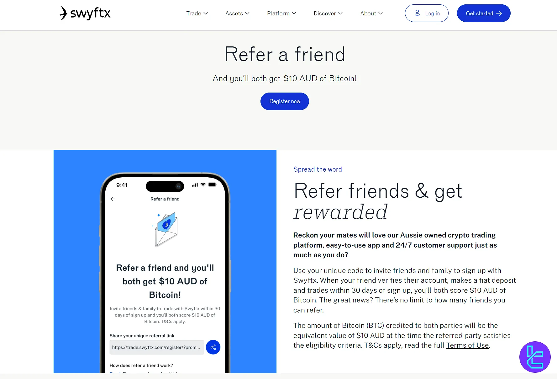 Swyftx "Refer a friend" bonus