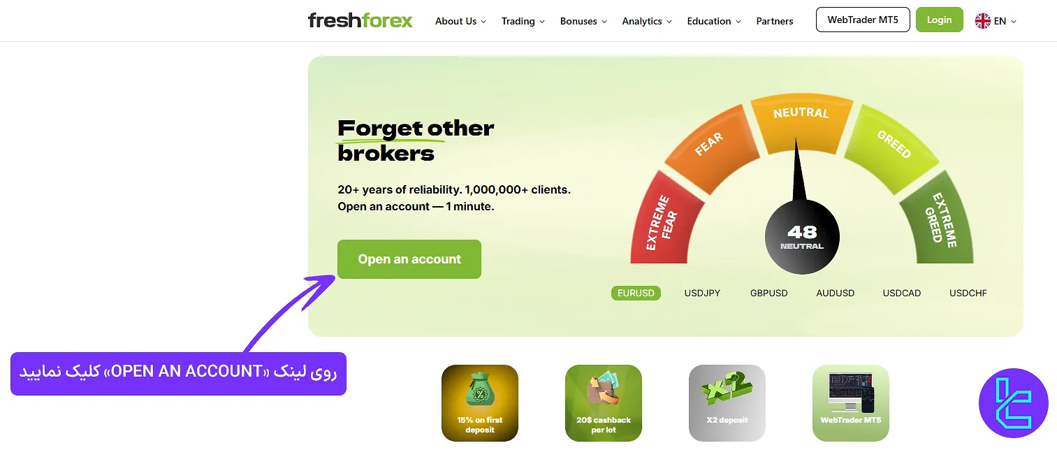 صفحه اصلی وبسایت FreshForex