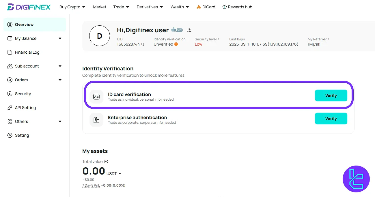 DigiFinex authentication Account Access