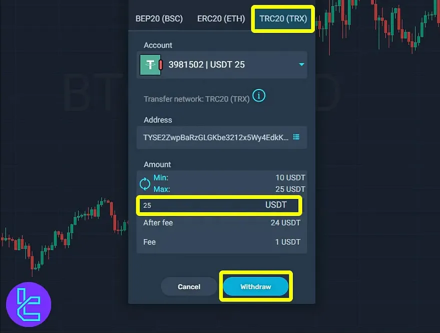 SimpleFX TRC20 Withdrawal
