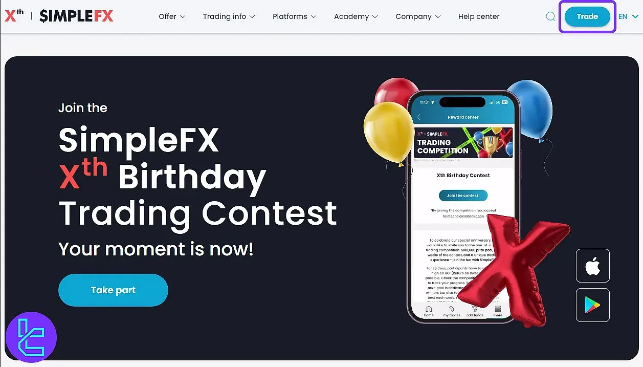 Start the SimpleFX registration