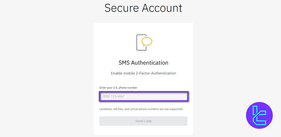 Binance.US SMS authentication