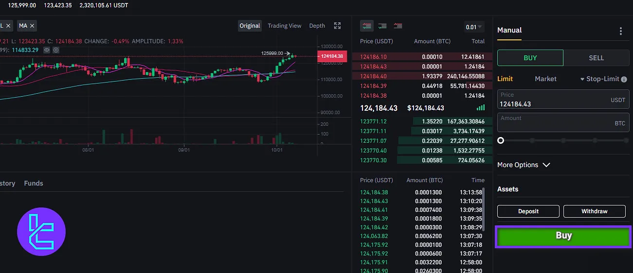 Binance.US trade confirmation