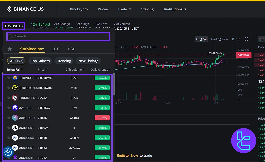 Binance.US trading pair