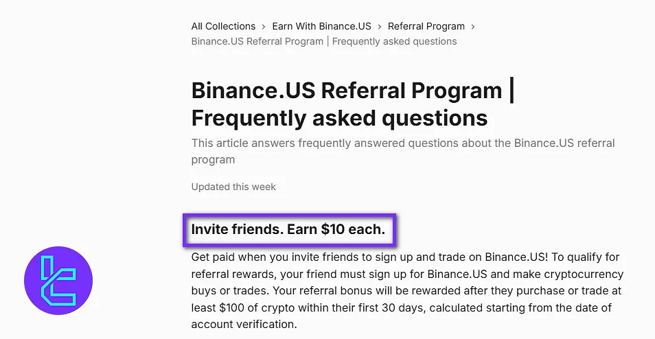 Binance.US referral program