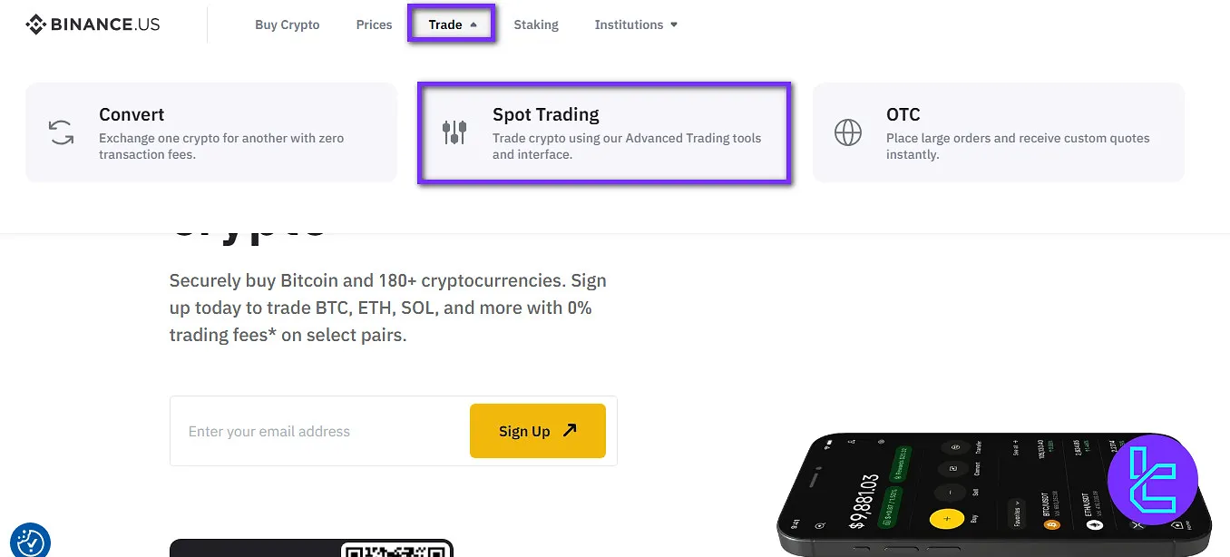 start trading on Binance.US