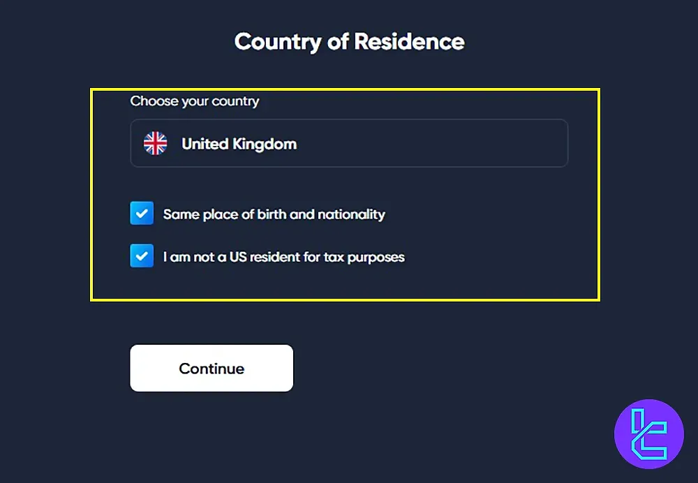 Markets.com residency verification step