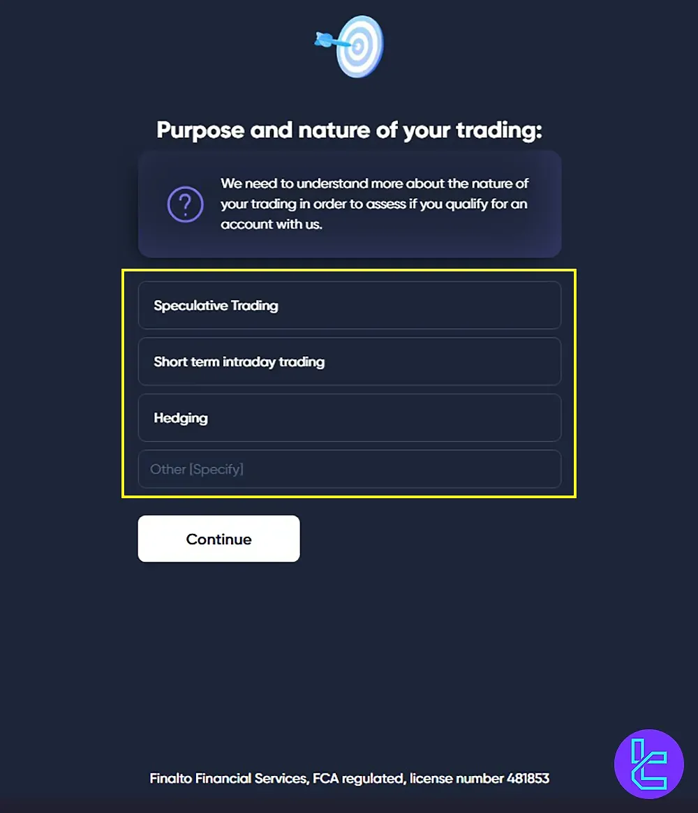 Markets.com trading goals setup