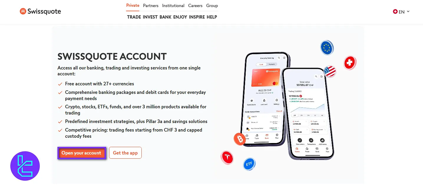 Start the Swissquote registration