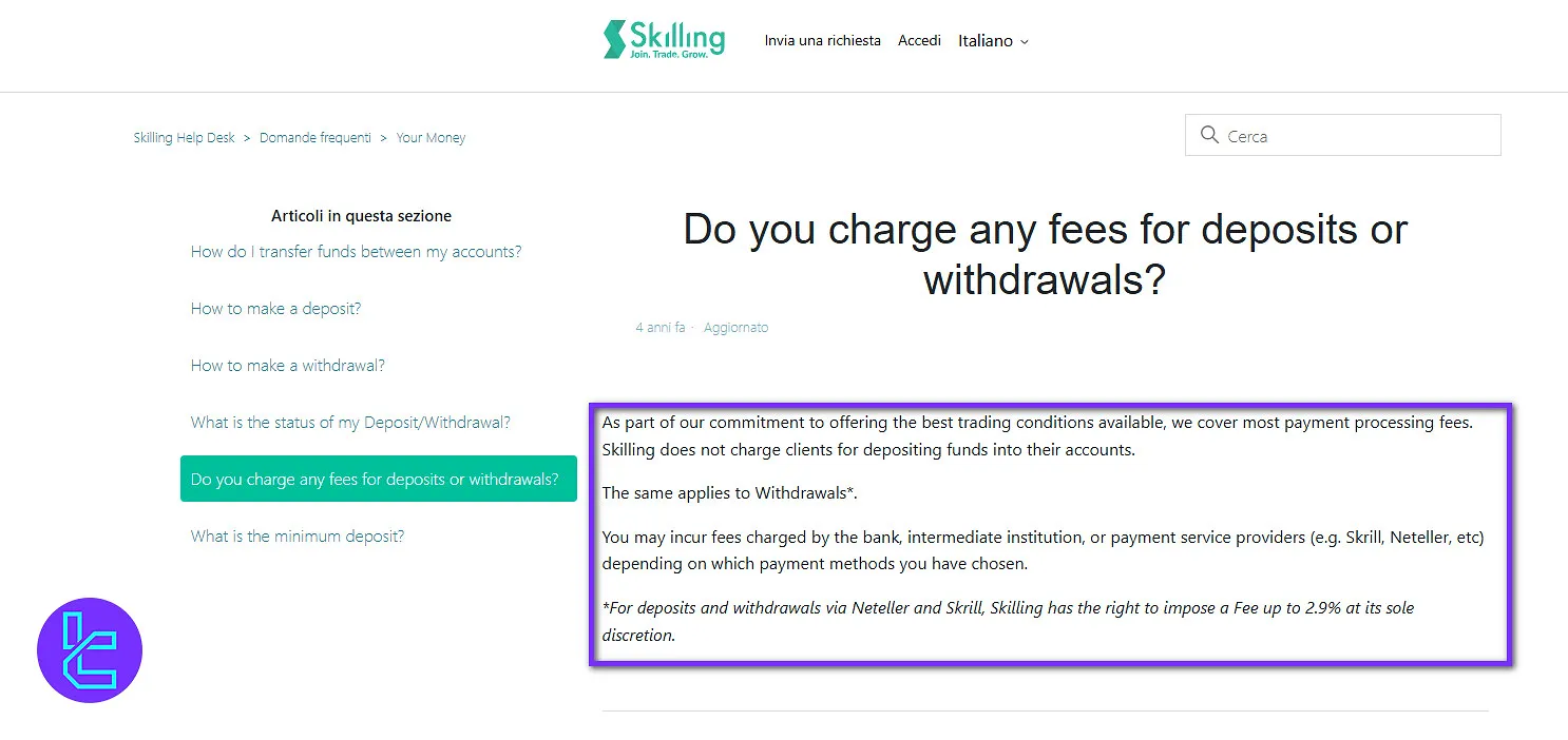 Skilling Payment Fees