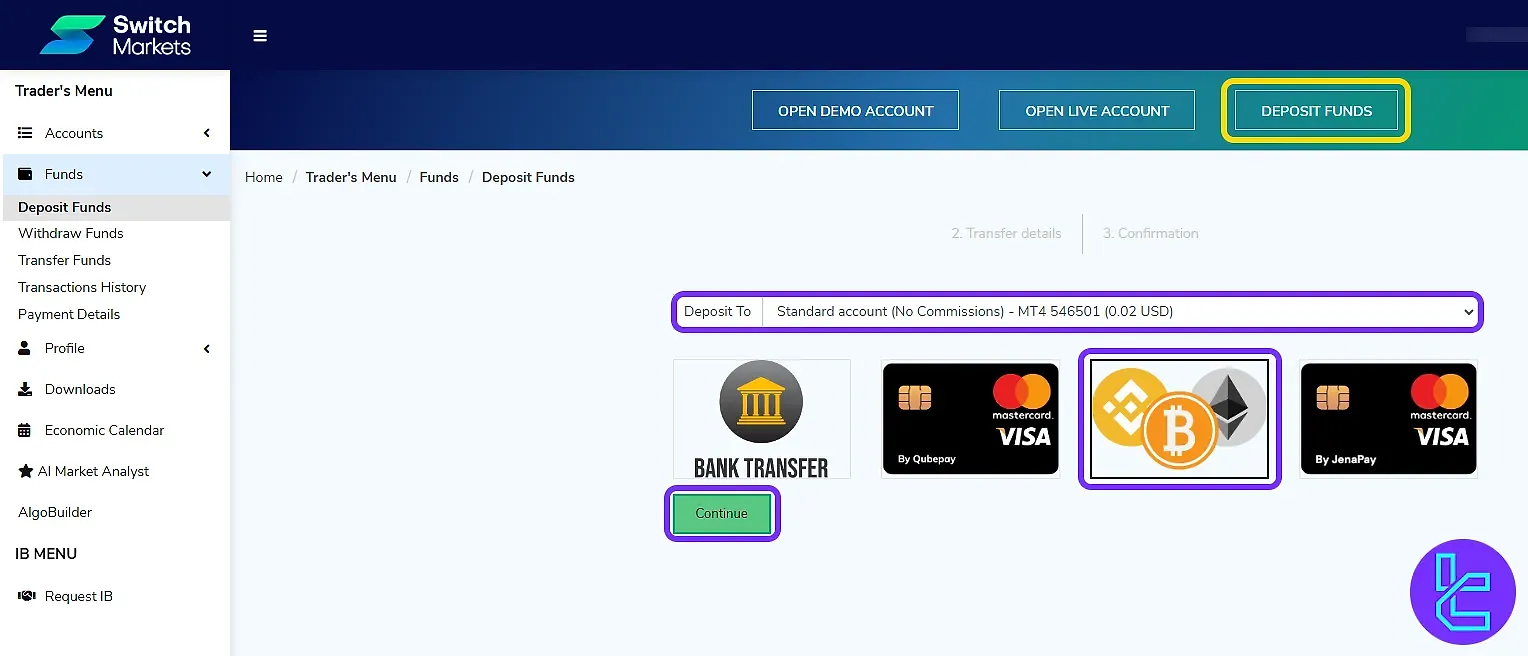 Switch Markets ERC20 Deposit Setup