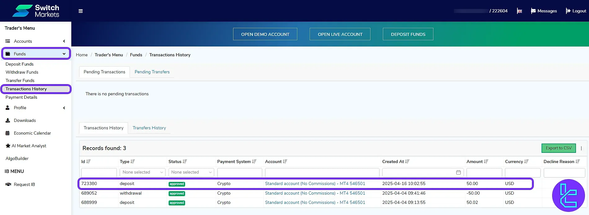 Switch Markets Transaction Verification