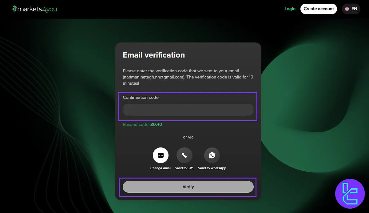Markets4you Asia Email Verification