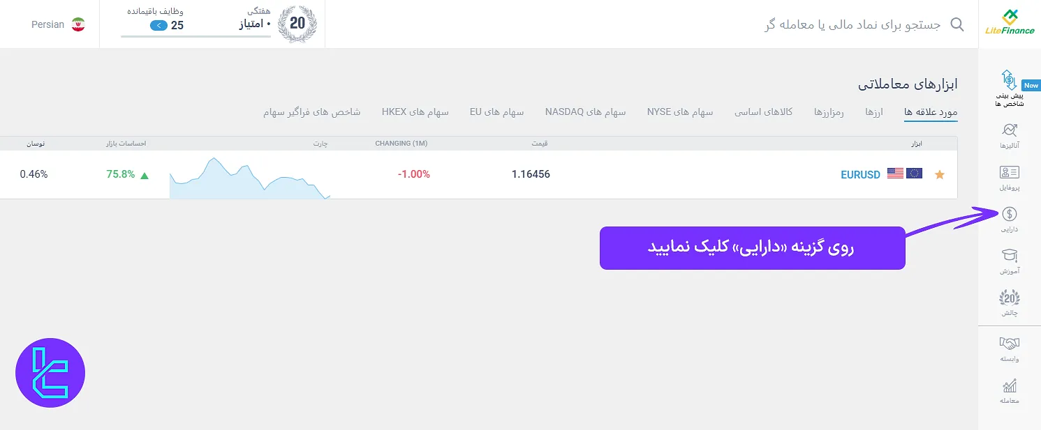 پنل کاربری لایت فایننس