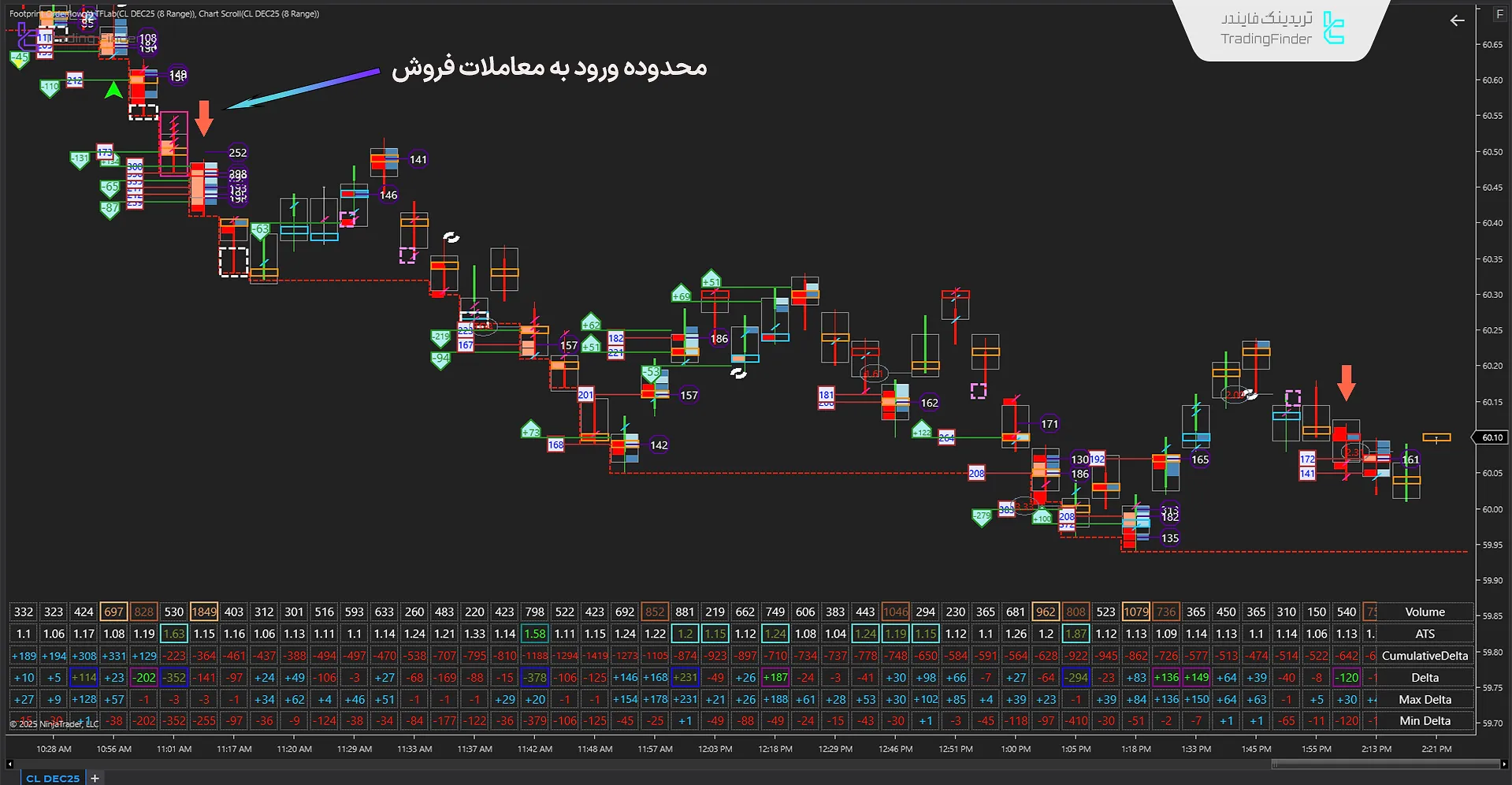 دانلود اندیکاتور اوردر فلو فوت پرینت (Footprint orderflow) در نینجاتریدر 2