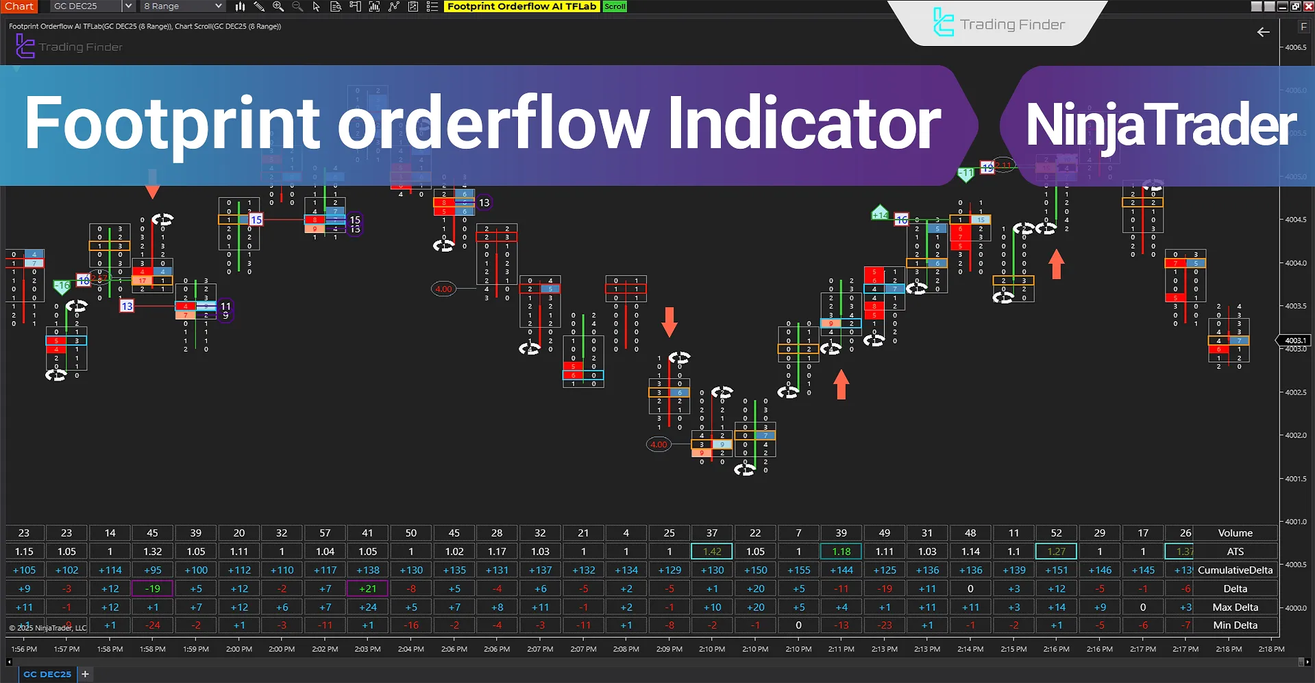 Footprint Orderflow Indicator in NinjaTrader - Free Download [TradingFinder]