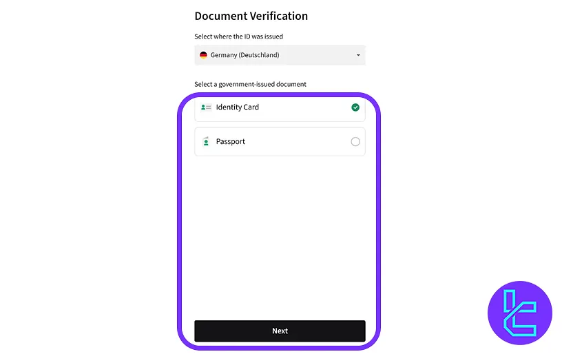 Select document for Poloniex authentication