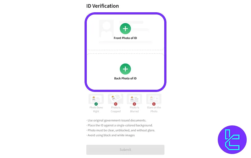 Upload ID images Poloniex POI