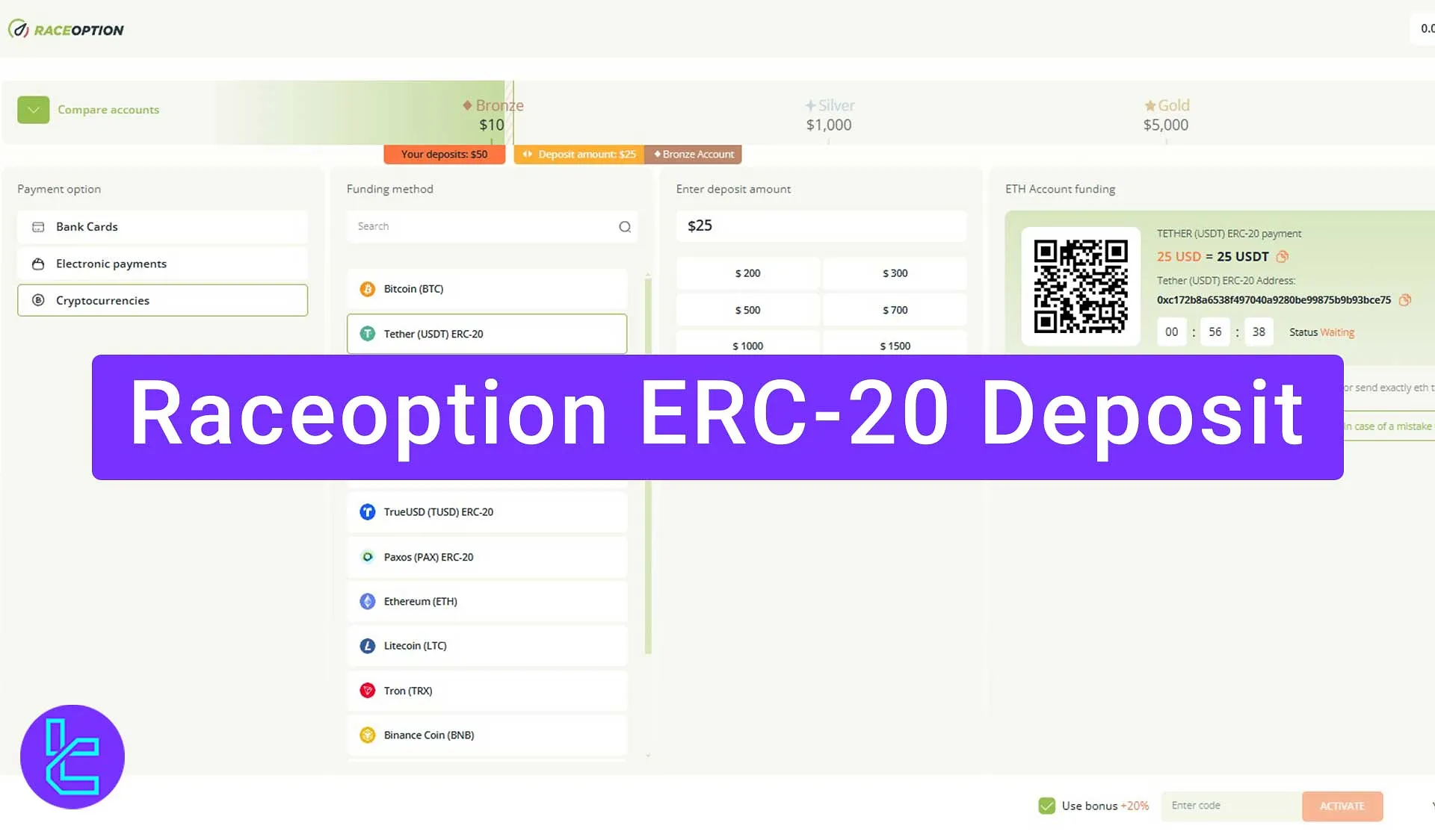 RaceOption ERC-20 Funding